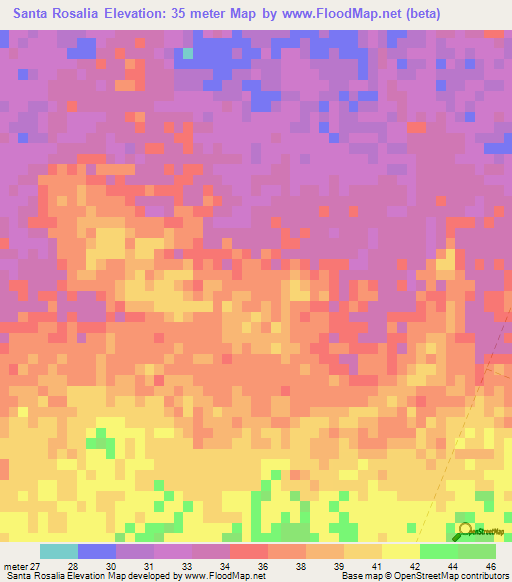 Santa Rosalia,Cuba Elevation Map