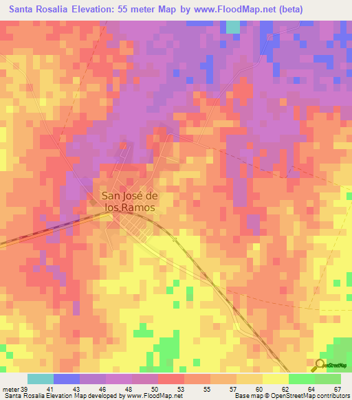Santa Rosalia,Cuba Elevation Map