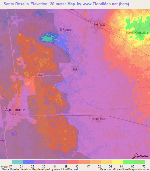 Santa Rosalia,Cuba Elevation Map