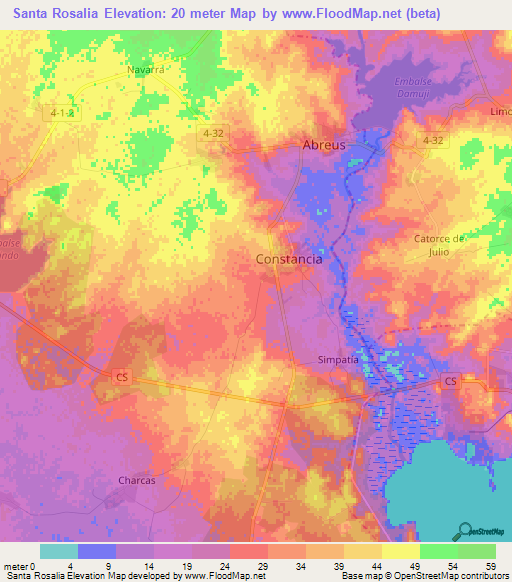 Santa Rosalia,Cuba Elevation Map