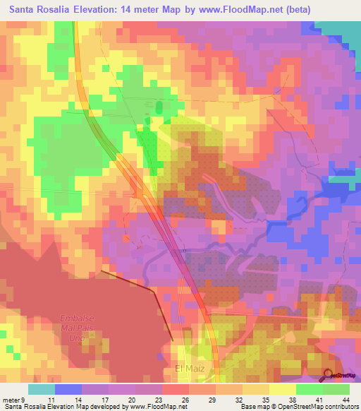Santa Rosalia,Cuba Elevation Map