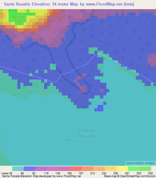 Santa Rosalia,Cuba Elevation Map