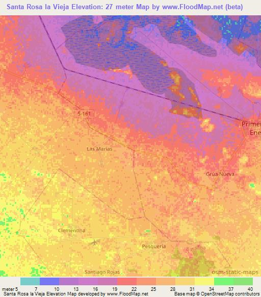 Santa Rosa la Vieja,Cuba Elevation Map