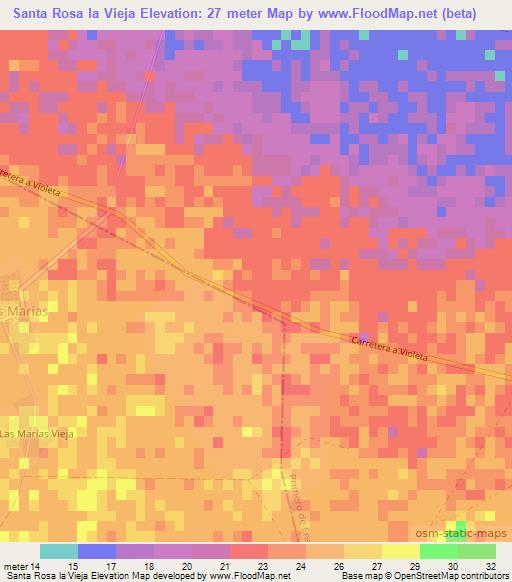 Santa Rosa la Vieja,Cuba Elevation Map