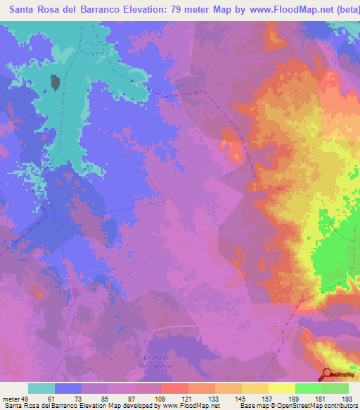 Santa Rosa del Barranco,Cuba Elevation Map