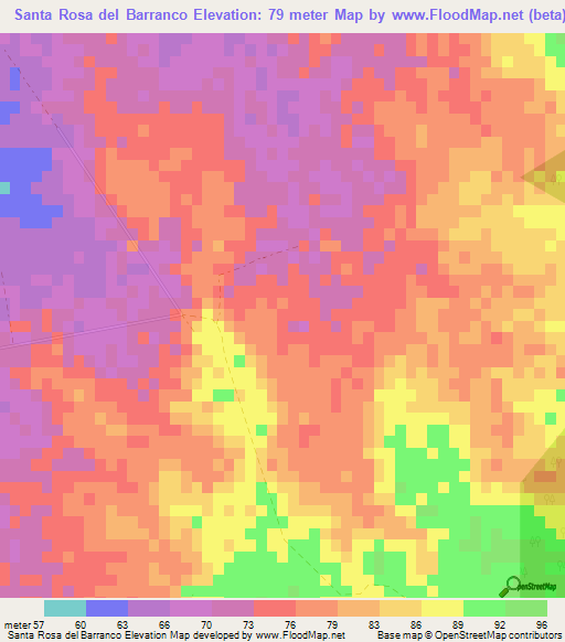 Santa Rosa del Barranco,Cuba Elevation Map