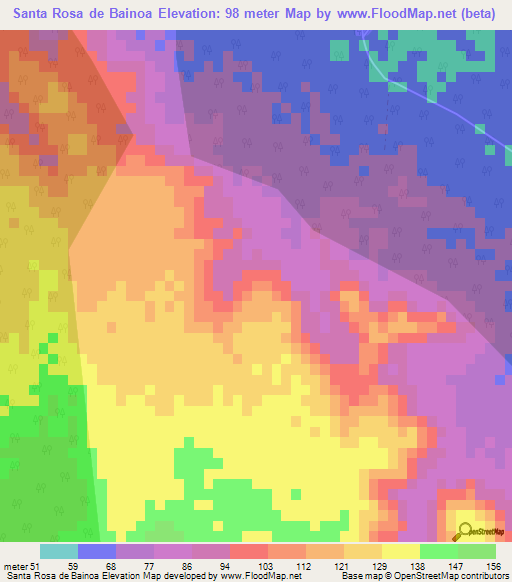 Santa Rosa de Bainoa,Cuba Elevation Map