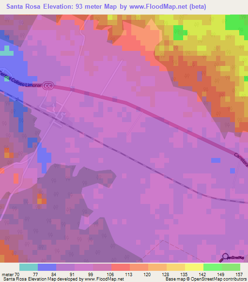 Santa Rosa,Cuba Elevation Map