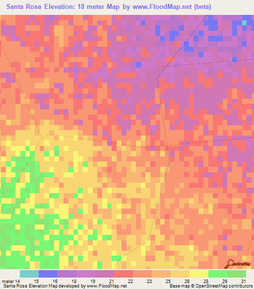 Santa Rosa,Cuba Elevation Map