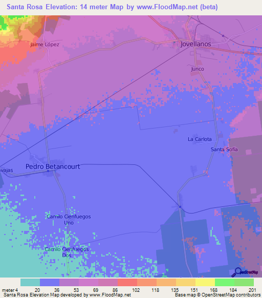 Santa Rosa,Cuba Elevation Map