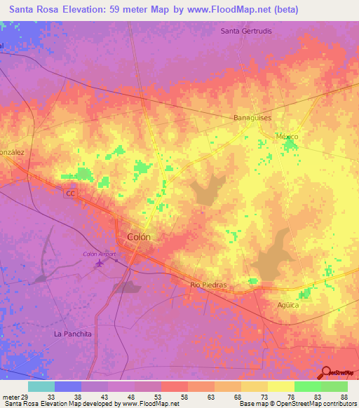 Santa Rosa,Cuba Elevation Map