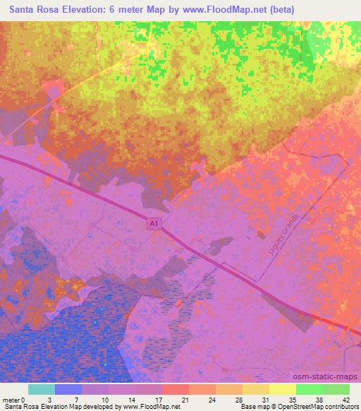 Santa Rosa,Cuba Elevation Map