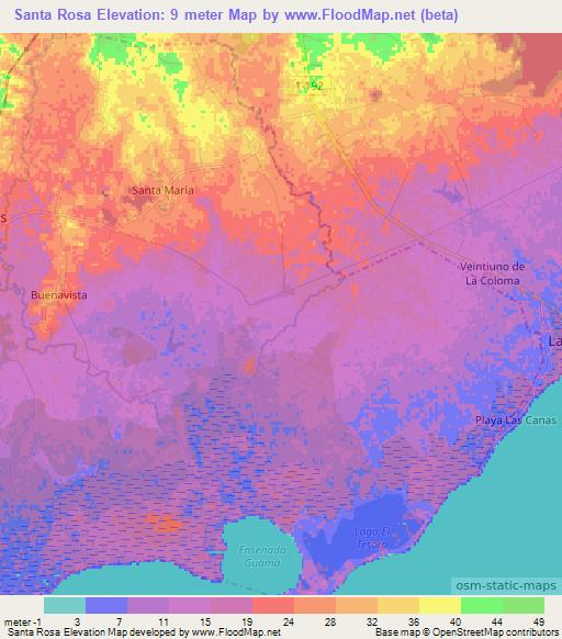 Santa Rosa,Cuba Elevation Map