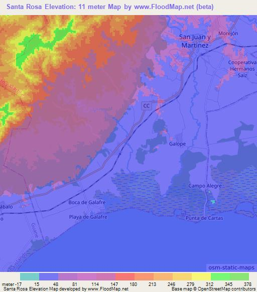 Santa Rosa,Cuba Elevation Map