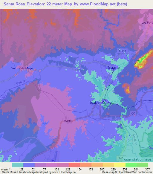 Santa Rosa,Cuba Elevation Map