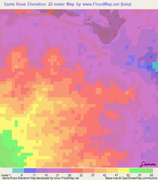 Santa Rosa,Cuba Elevation Map