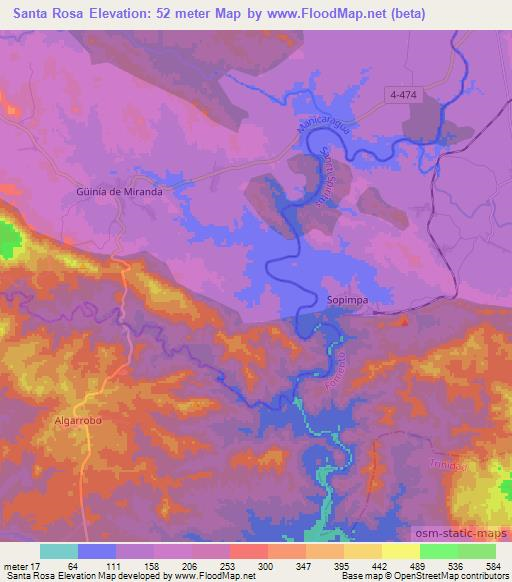 Santa Rosa,Cuba Elevation Map