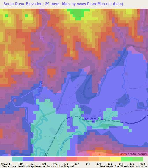 Santa Rosa,Cuba Elevation Map