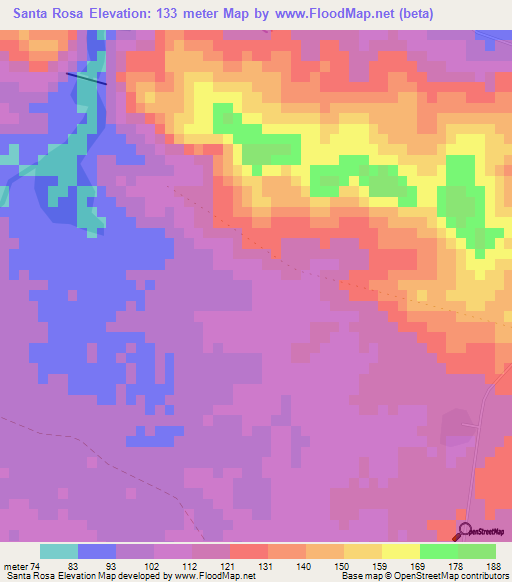 Santa Rosa,Cuba Elevation Map
