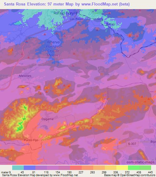 Santa Rosa,Cuba Elevation Map