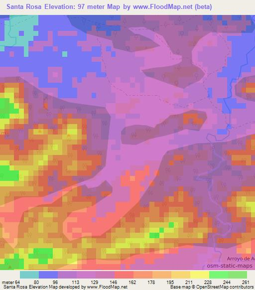Santa Rosa,Cuba Elevation Map