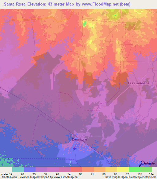 Santa Rosa,Cuba Elevation Map