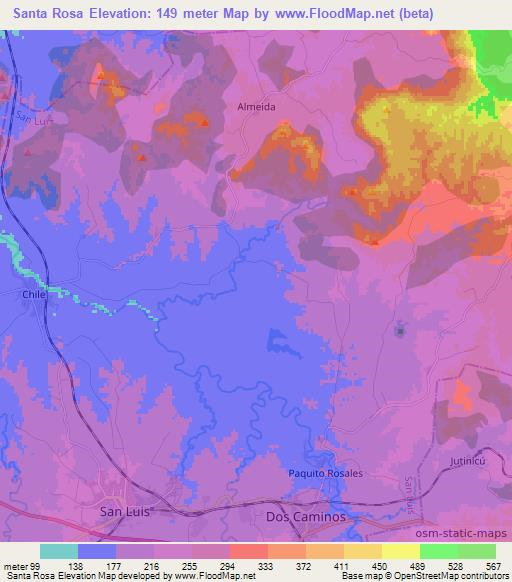 Santa Rosa,Cuba Elevation Map