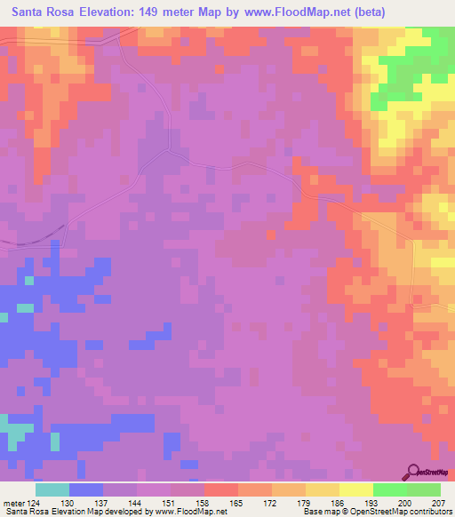 Santa Rosa,Cuba Elevation Map