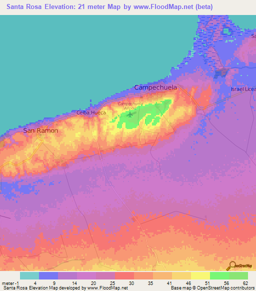 Santa Rosa,Cuba Elevation Map