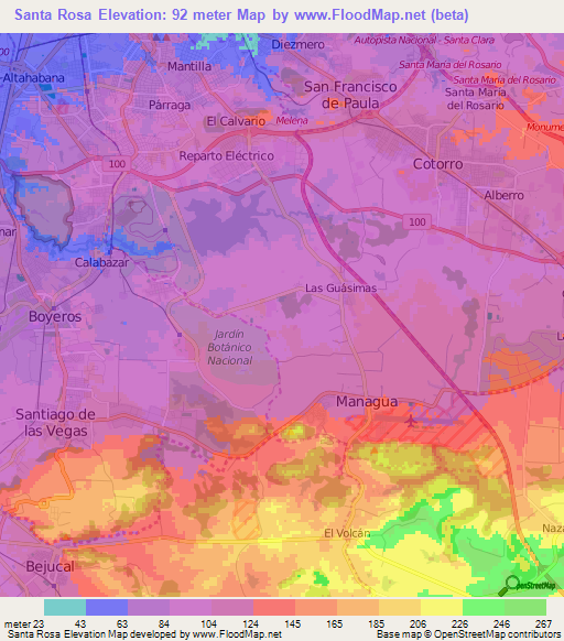 Santa Rosa,Cuba Elevation Map