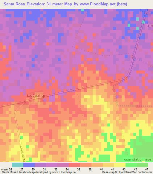 Santa Rosa,Cuba Elevation Map