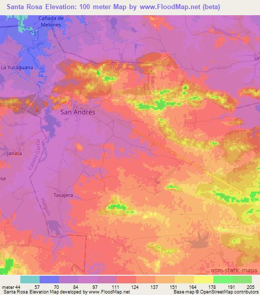 Santa Rosa,Cuba Elevation Map