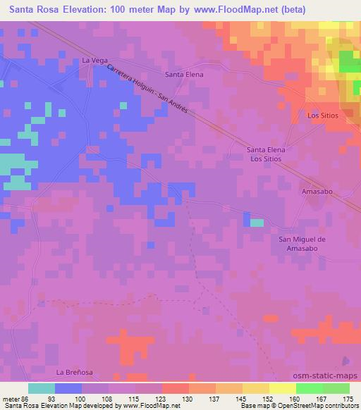 Santa Rosa,Cuba Elevation Map