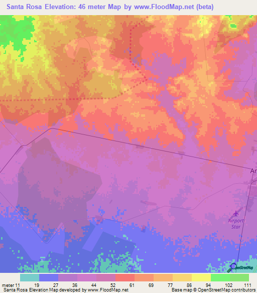 Santa Rosa,Cuba Elevation Map
