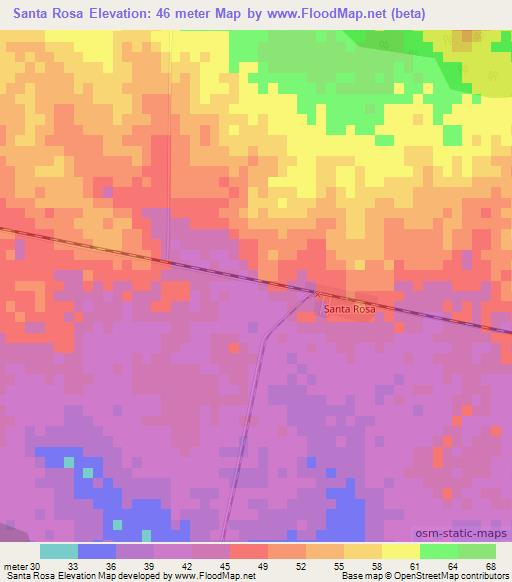 Santa Rosa,Cuba Elevation Map