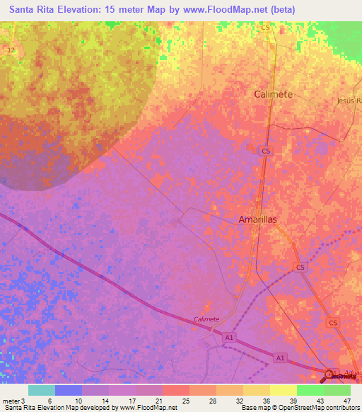 Santa Rita,Cuba Elevation Map