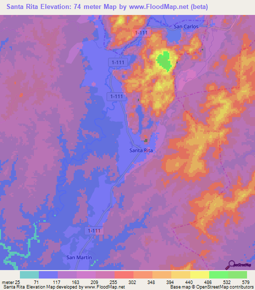 Santa Rita,Cuba Elevation Map