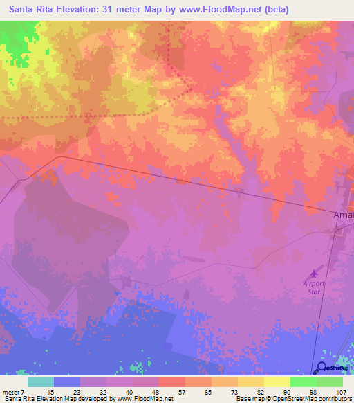 Santa Rita,Cuba Elevation Map