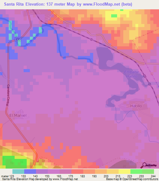 Santa Rita,Cuba Elevation Map