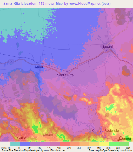 Santa Rita,Cuba Elevation Map