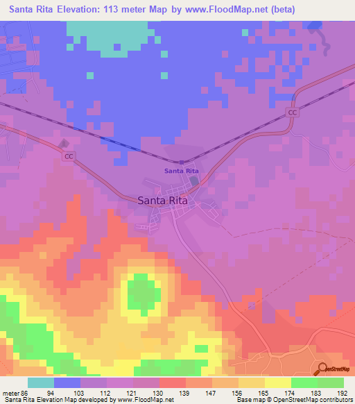 Santa Rita,Cuba Elevation Map