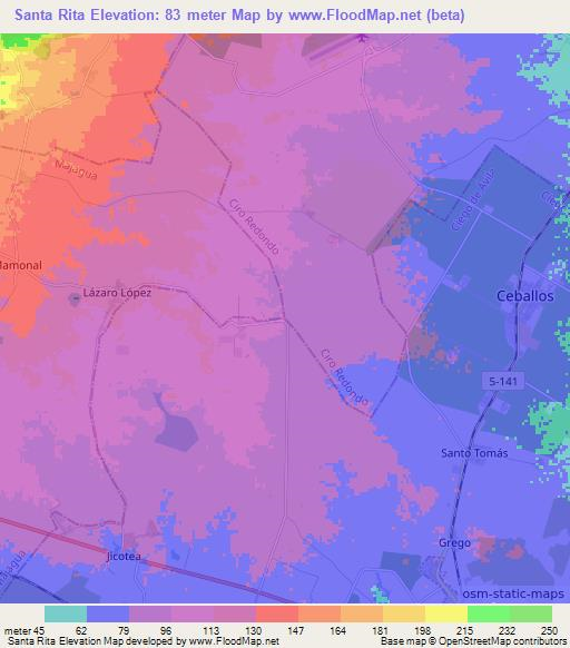 Santa Rita,Cuba Elevation Map