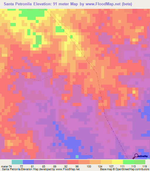 Santa Petronila,Cuba Elevation Map