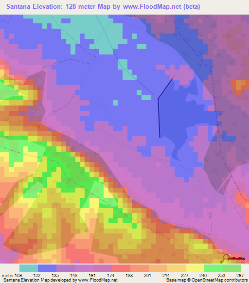 Santana,Cuba Elevation Map