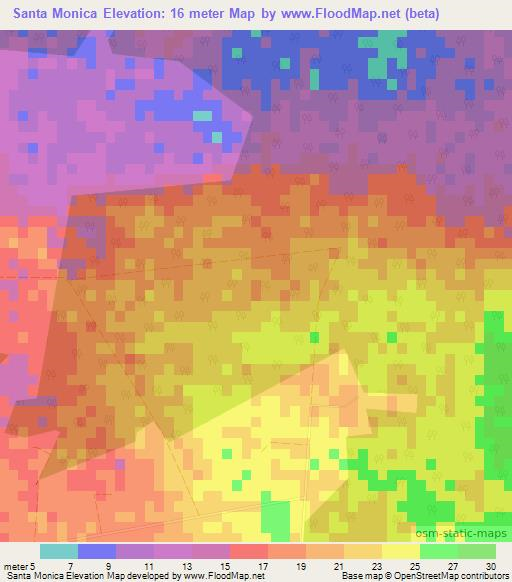 Santa Monica,Cuba Elevation Map