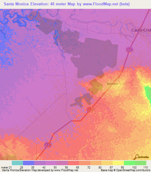 Santa Monica,Cuba Elevation Map