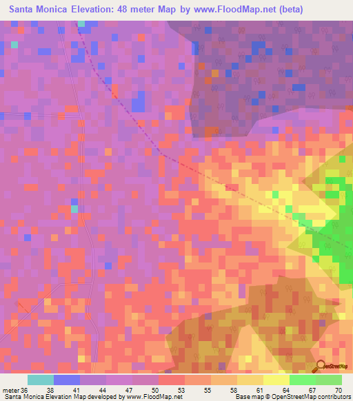 Santa Monica,Cuba Elevation Map