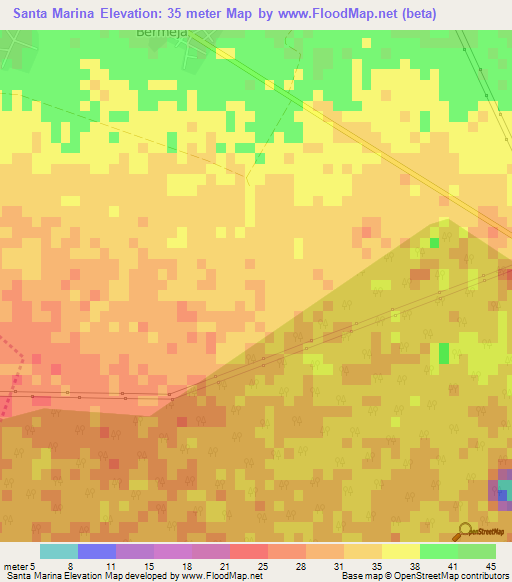 Santa Marina,Cuba Elevation Map