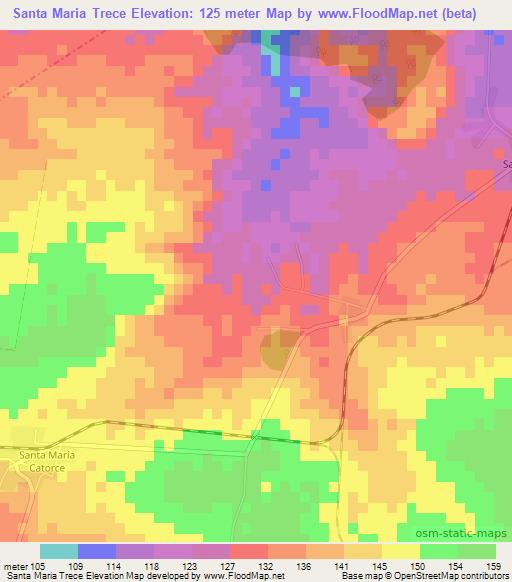 Santa Maria Trece,Cuba Elevation Map