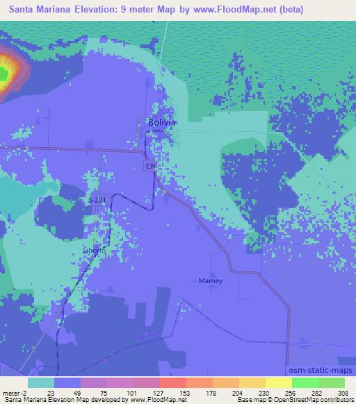 Santa Mariana,Cuba Elevation Map